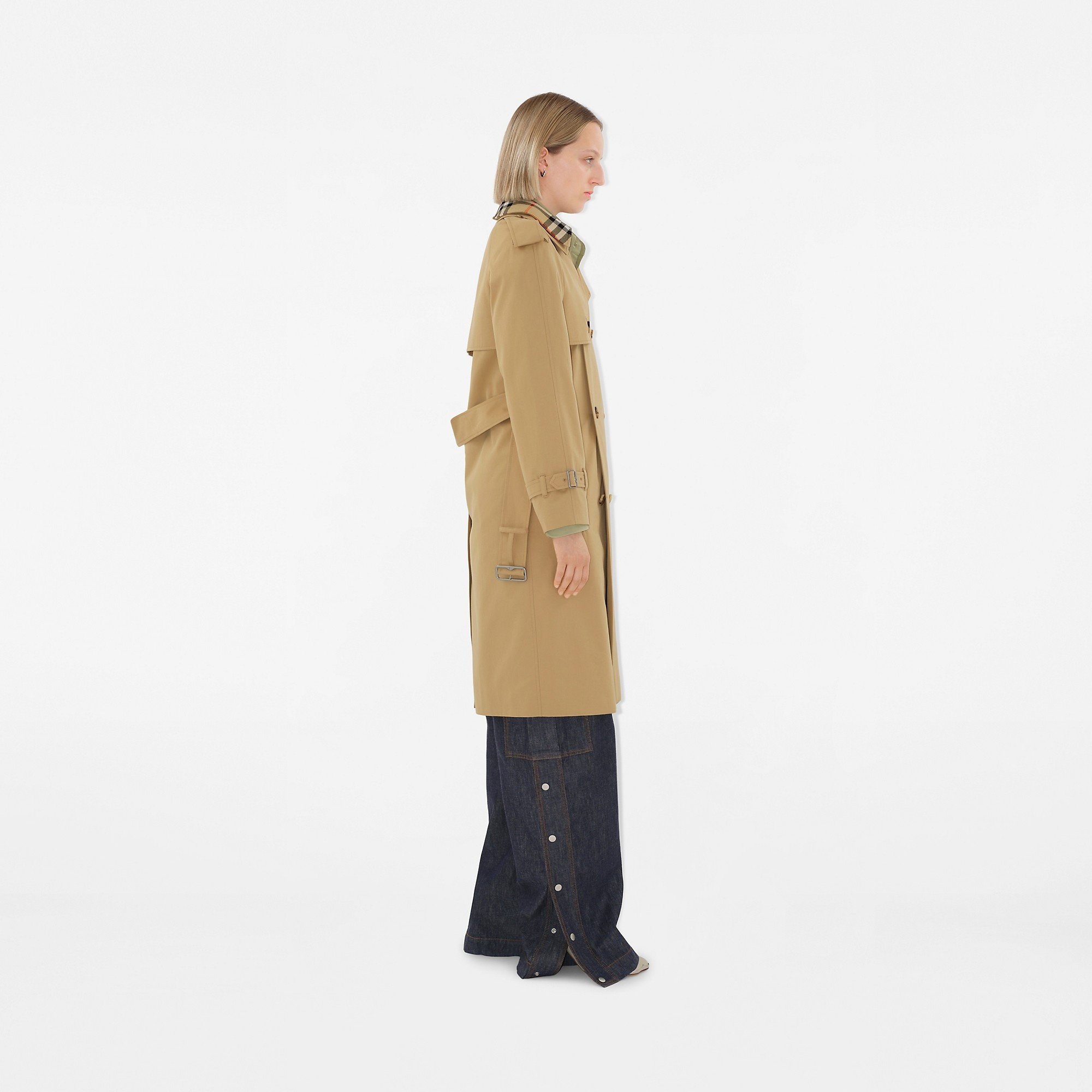 Burberry Long Detachable Collar Gabardine Trench Coat