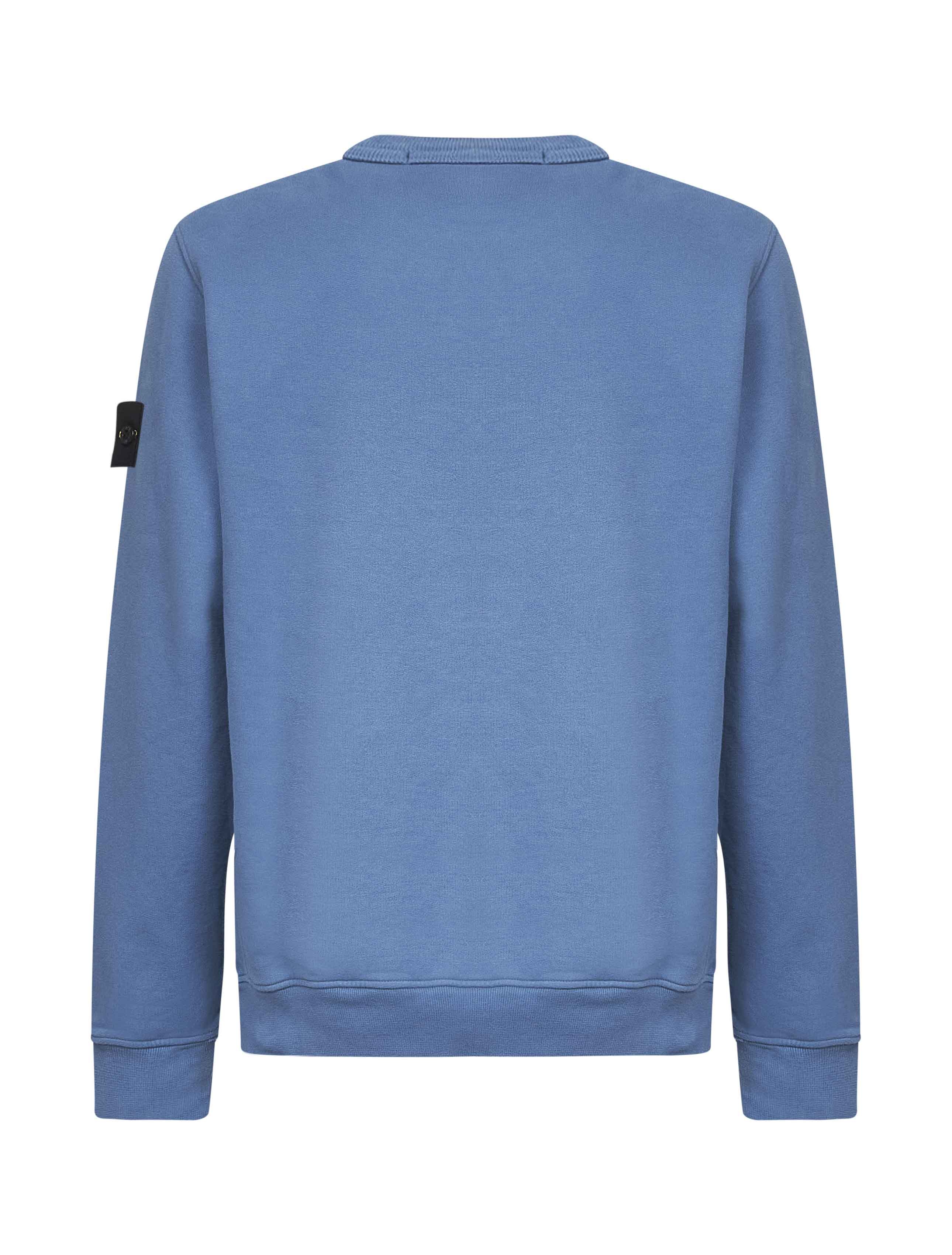 Steel blue brushed organic cotton crewneck sweatshirt - 2