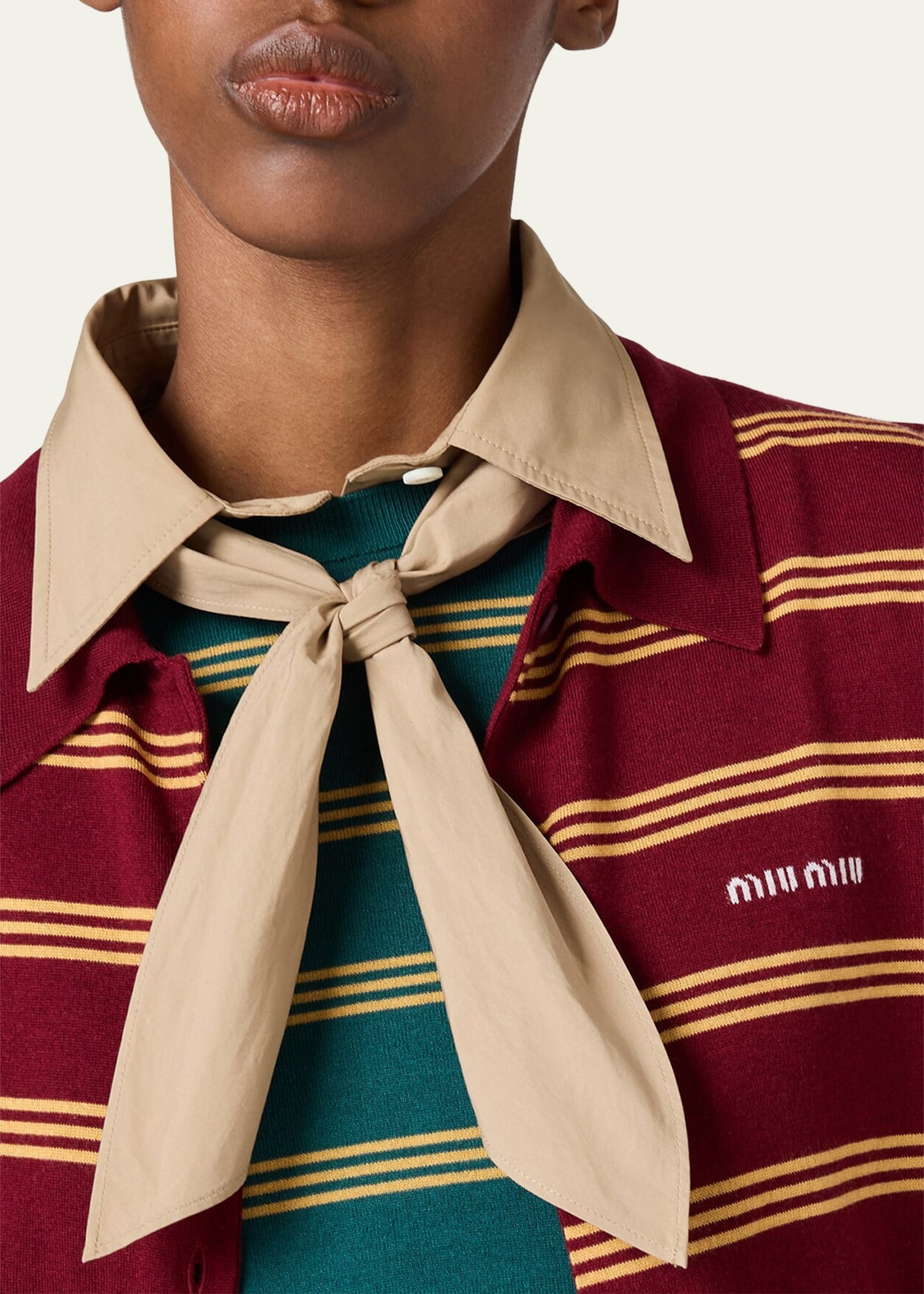 Stripe Polo Cashmere Silk Cardigan - 4