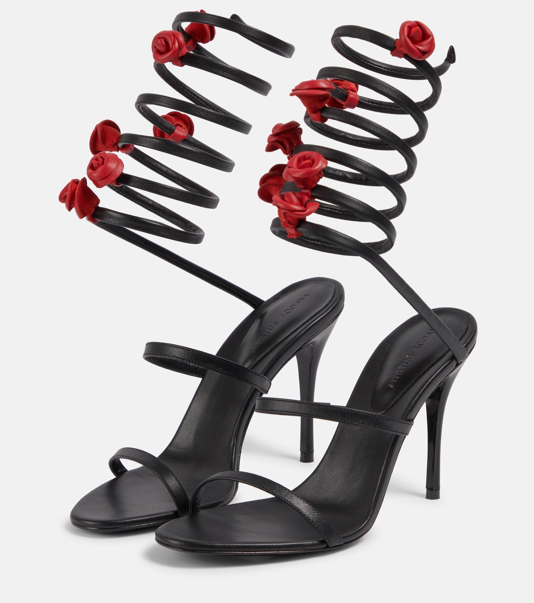 Floral-appliqué satin sandals - 5