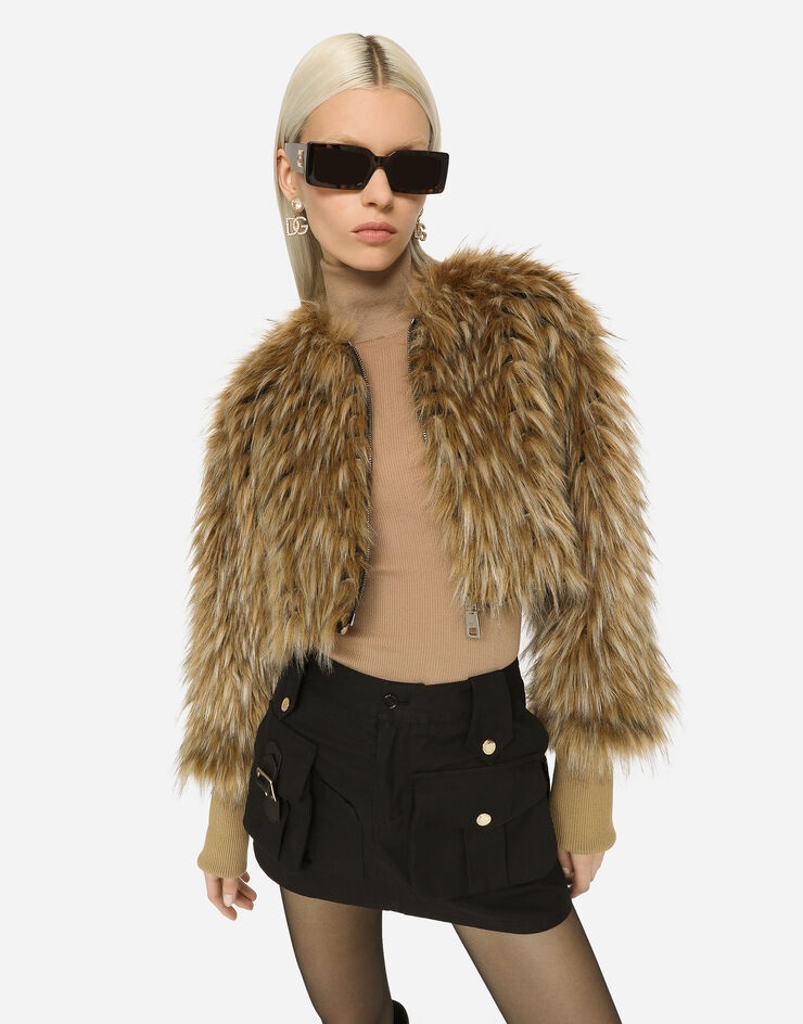 Short faux fur jacket - 4