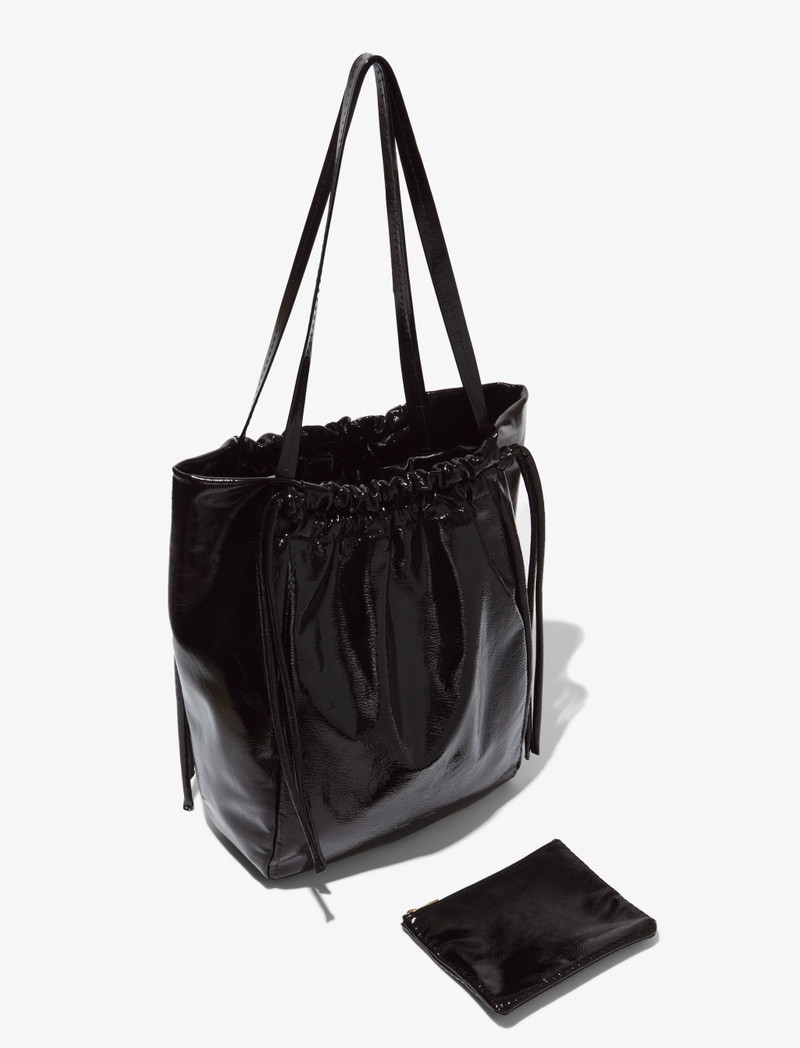 Crinkled Patent Drawstring Tote 5
