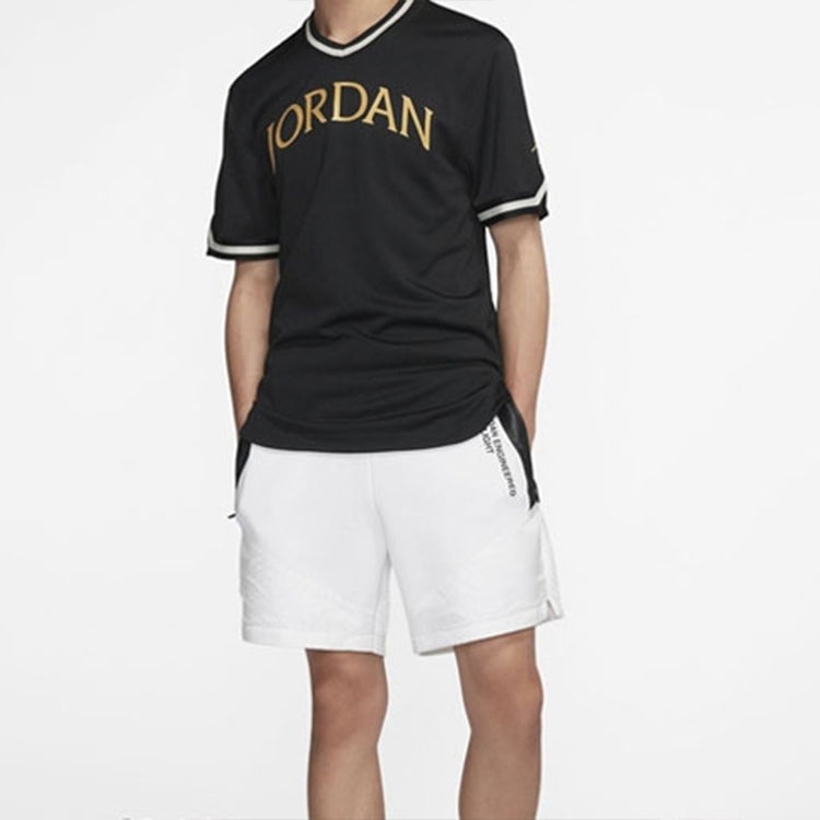 Air Jordan Alphabet Logo Basketball Sports Short Sleeve Black AV0183-010 - 5