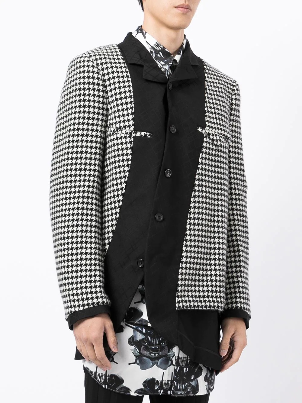 asymmetric houndstooth-panel jacket - 3