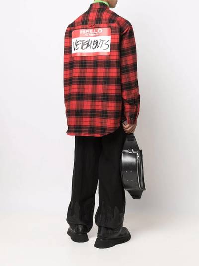 VETEMENTS 'Hello My Name Is' checked shirt outlook