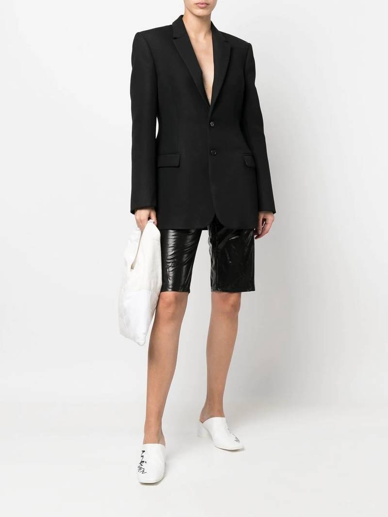 MM6 Maison Margiela laminated straight denim shorts outlook