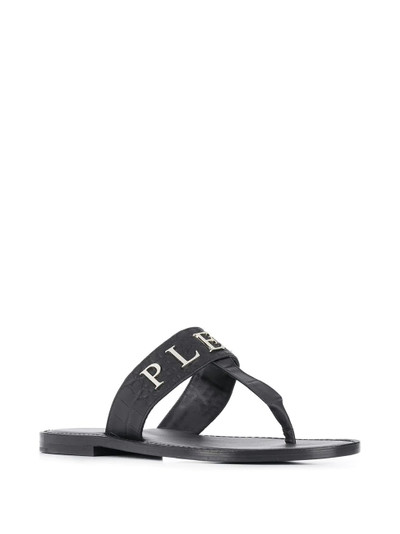 PHILIPP PLEIN croc-effect logo plaque sandals outlook