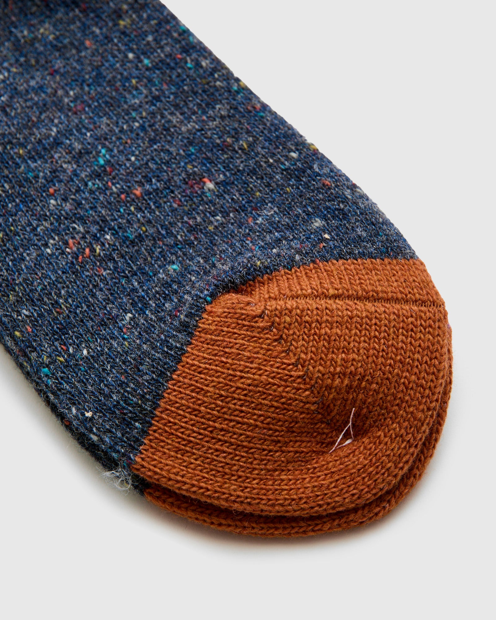 Tweed Nep Crew Sock in Navy Melange - 3