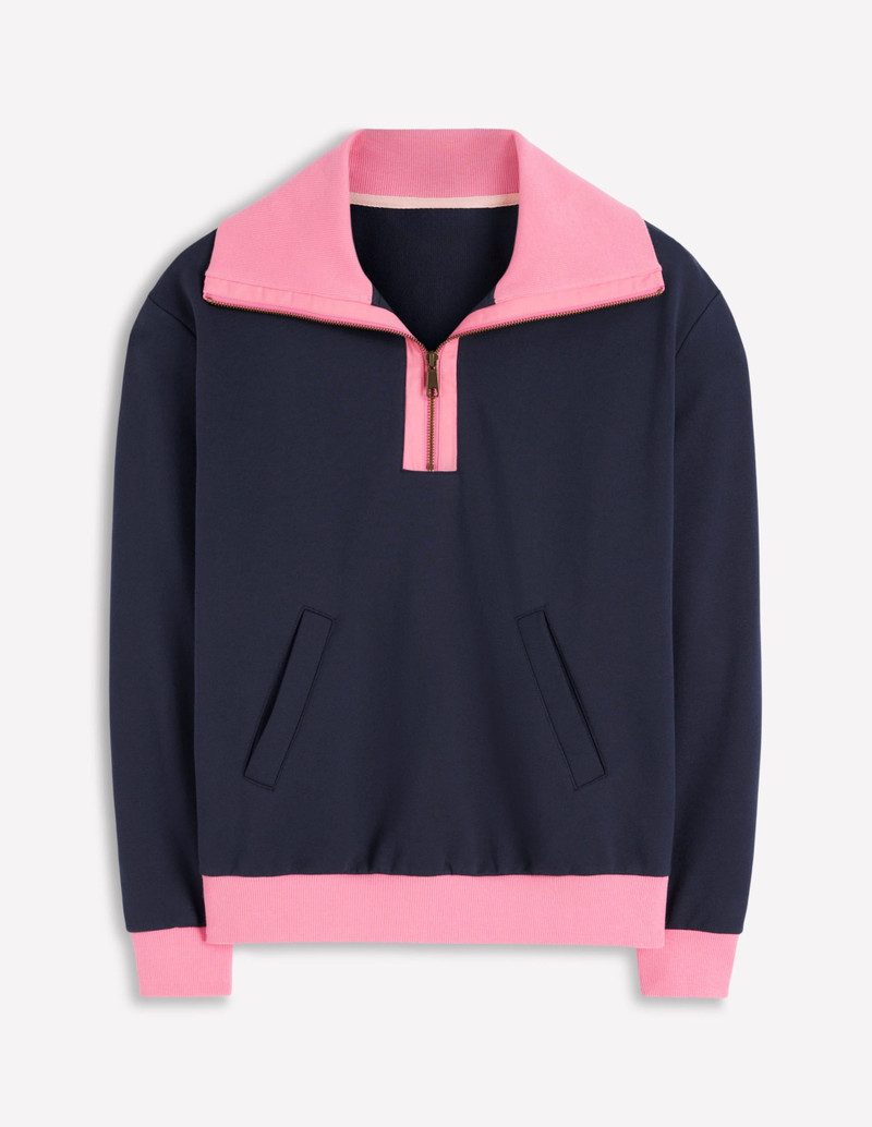 Colourblock Sweatshirt-Pink and Navy 1