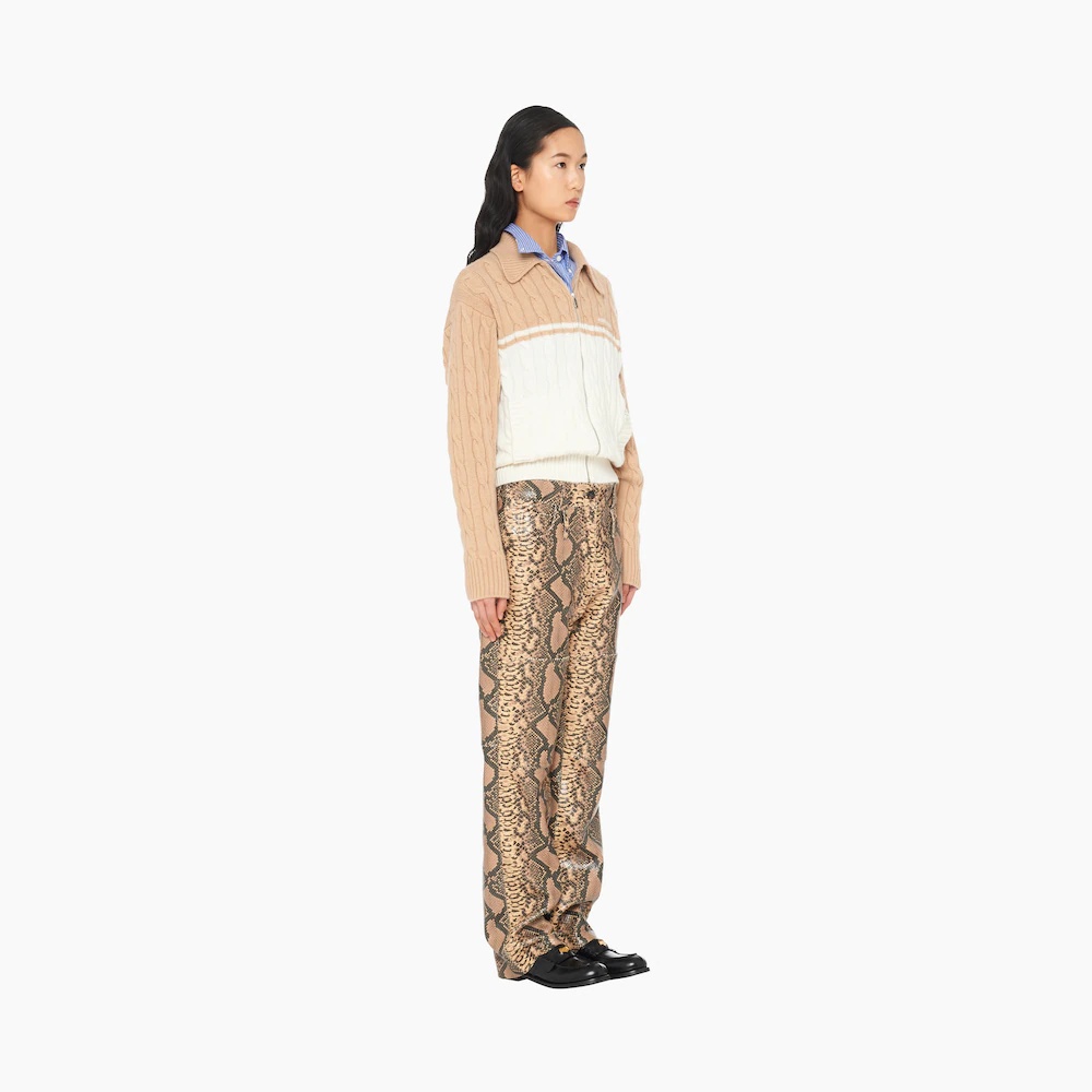 Python-print leather pants - 3