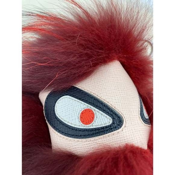 Fendi Red Fur Bag Bugs Leather Key Chain / Bag Charm - 8