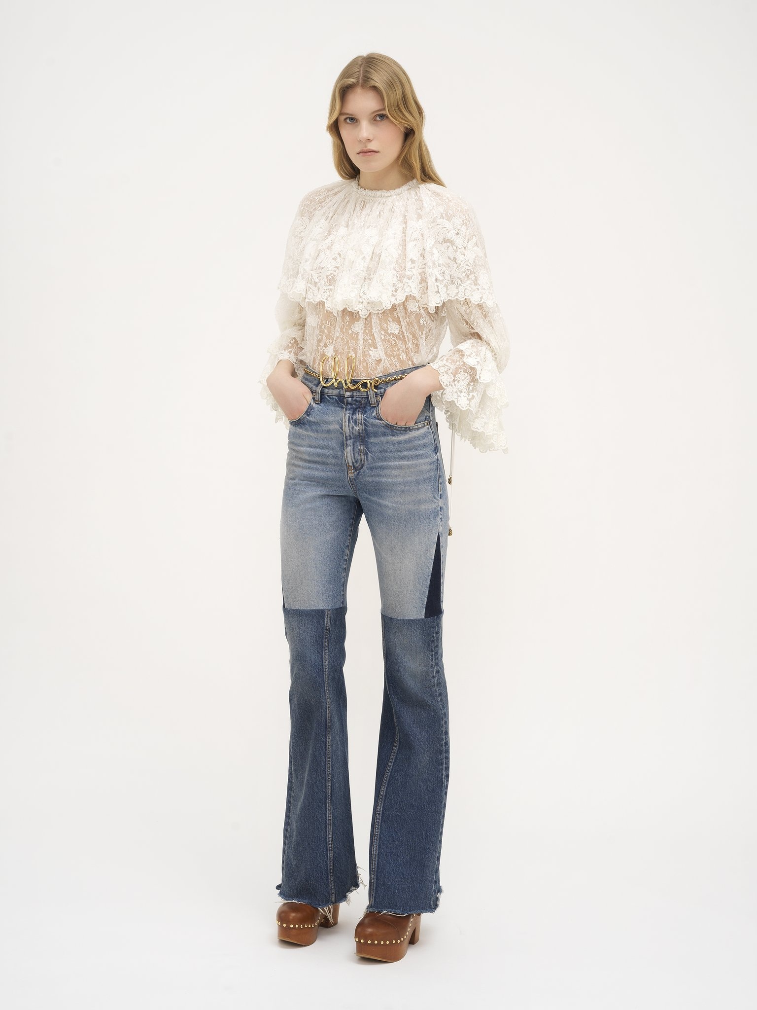 Chloé GATHERED TOP IN LACE | REVERSIBLE