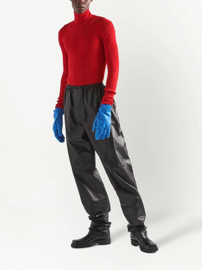 Prada elasticated leather trousers outlook