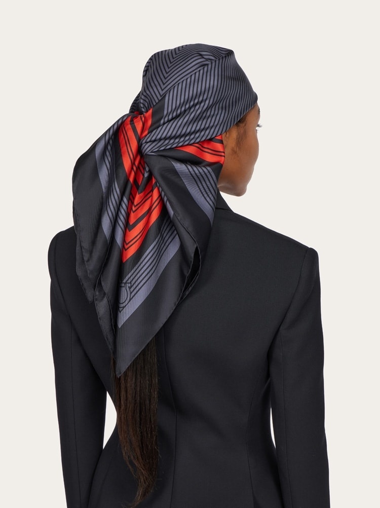 GEOMETRIC PRINT SILK FOULARD - 3