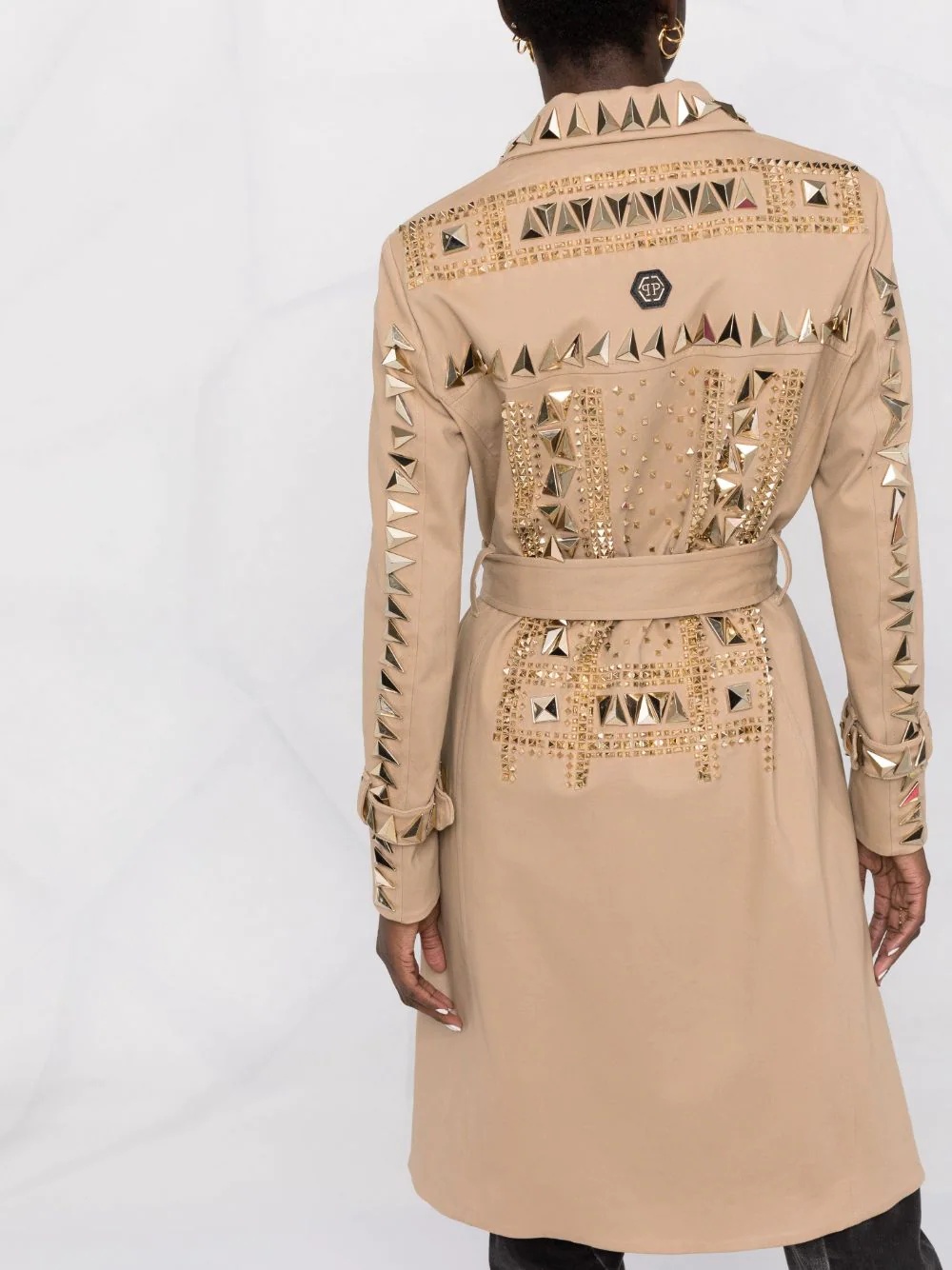 studded belted trench coat - 5