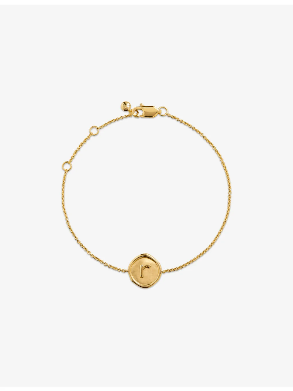 Initial R Stamp 18ct Yellow Gold Vermeil Bracelet - 1