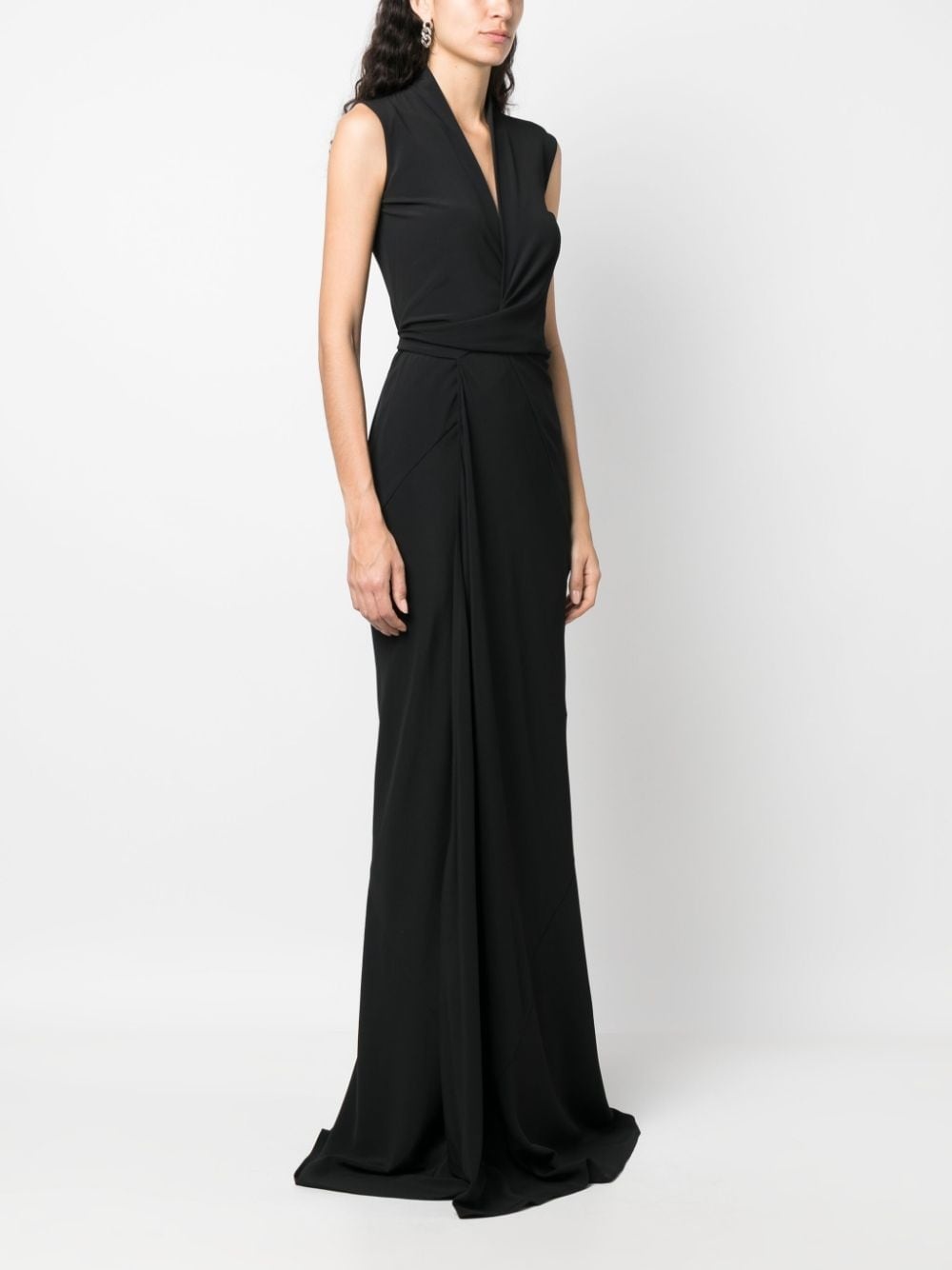 silk-blend draped dress - 3