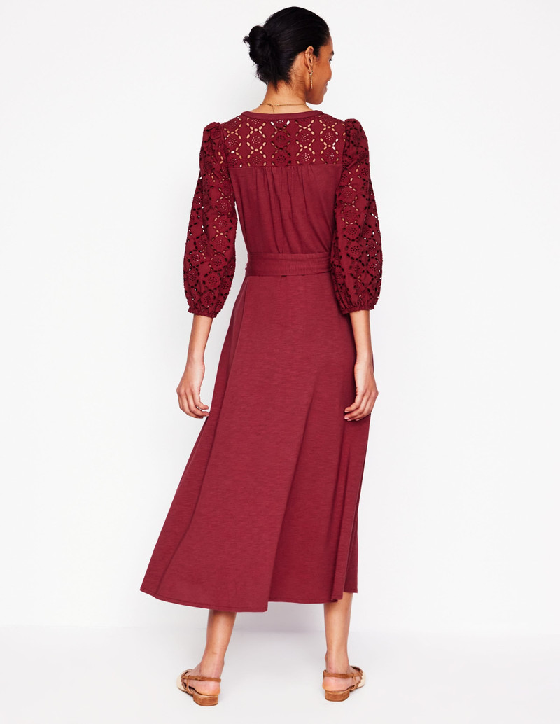 Eden Broderie Jersey Dress-Garnet Red 5