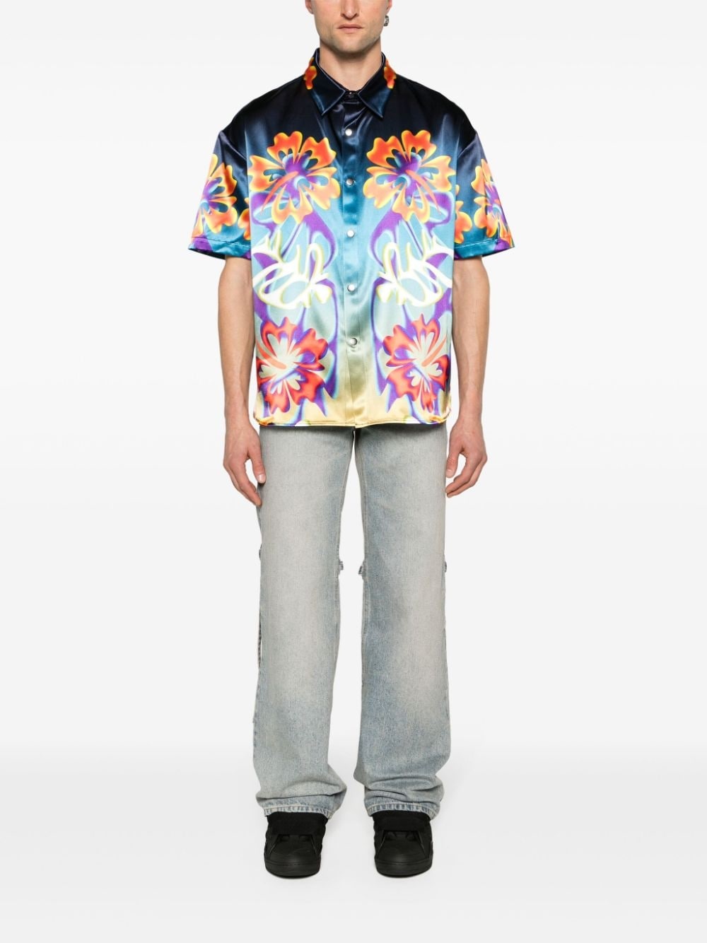 floral-print satin shirt - 2