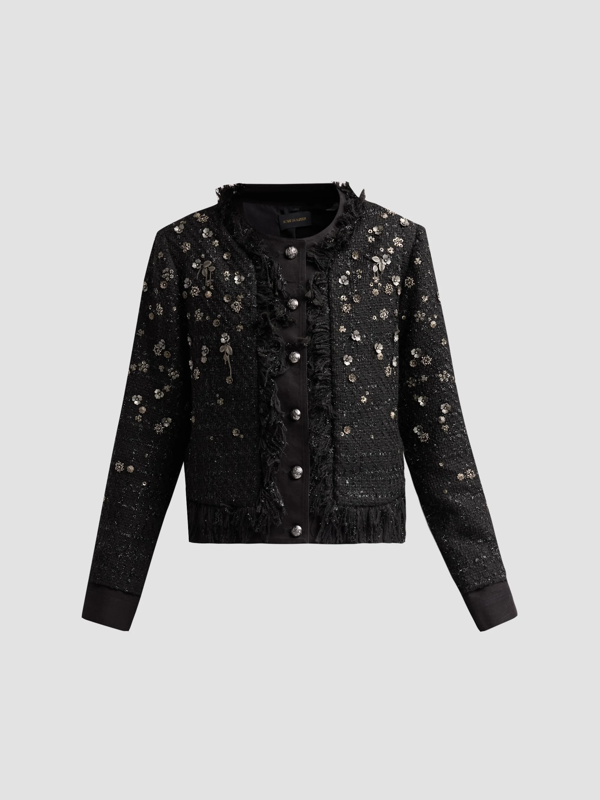Women's Marshall Embellished Tweed Jacket - Black - 1