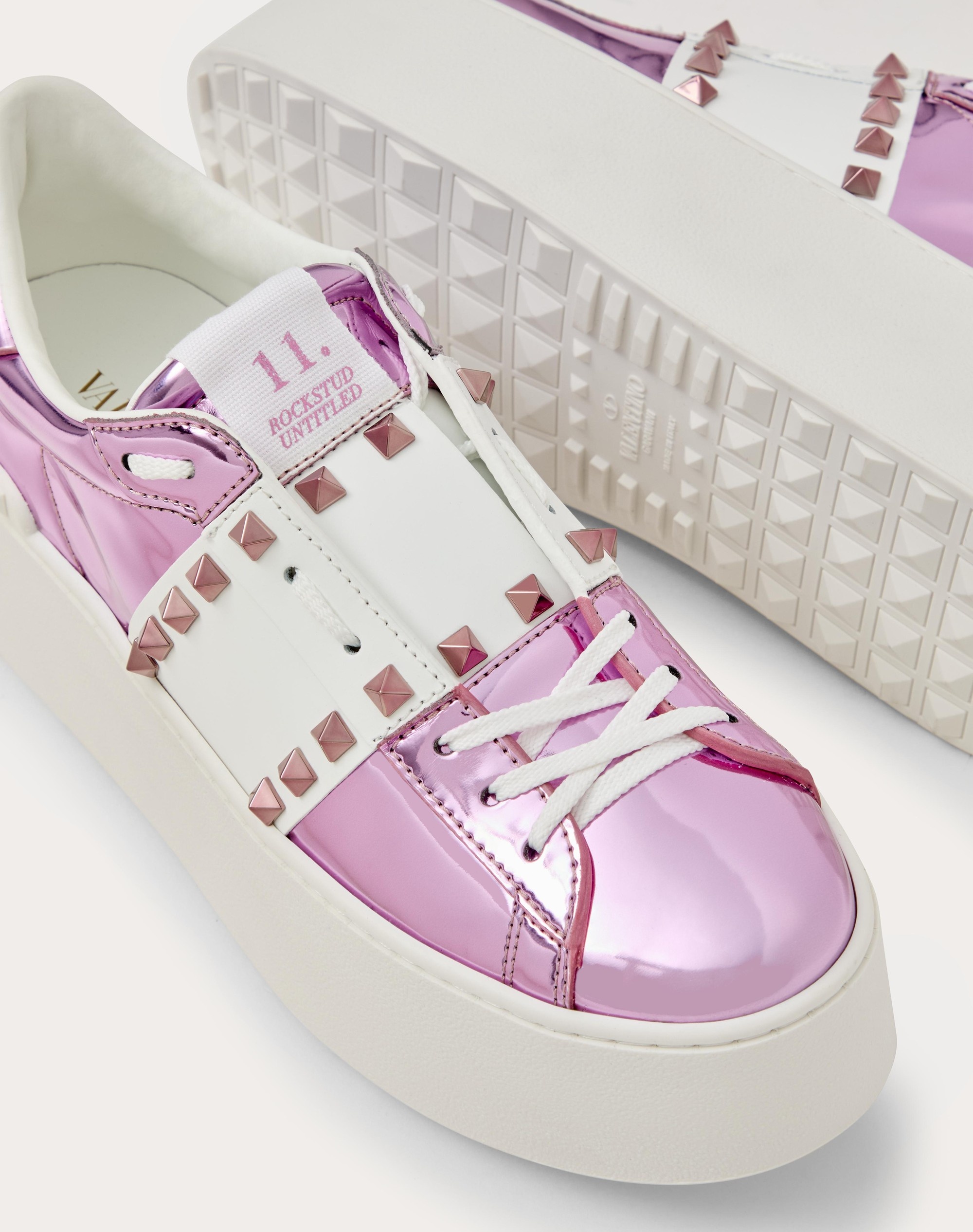 FLATFORM ROCKSTUD UNTITLED MIRROR-EFFECT TRAINER WITH CALFSKIN BAND - 4