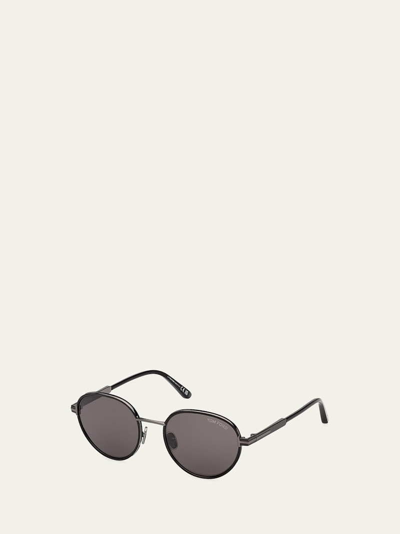TOM FORD Men's Jet-02 Metal Round Sunglasses outlook