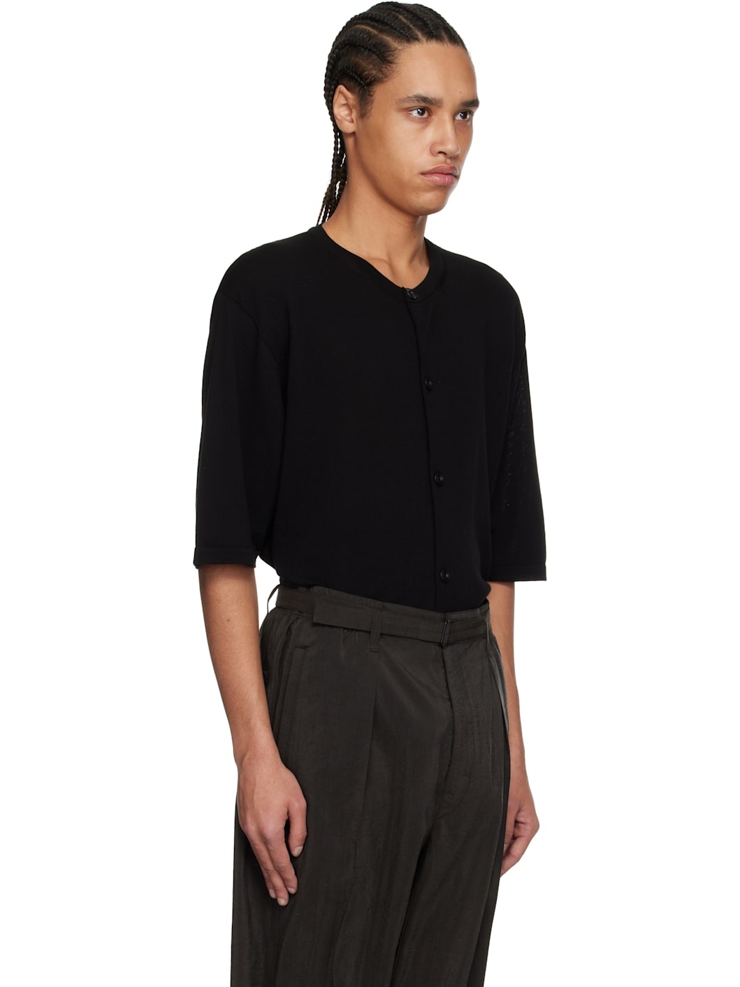 Black Button Short Sleeve Shirt - 2