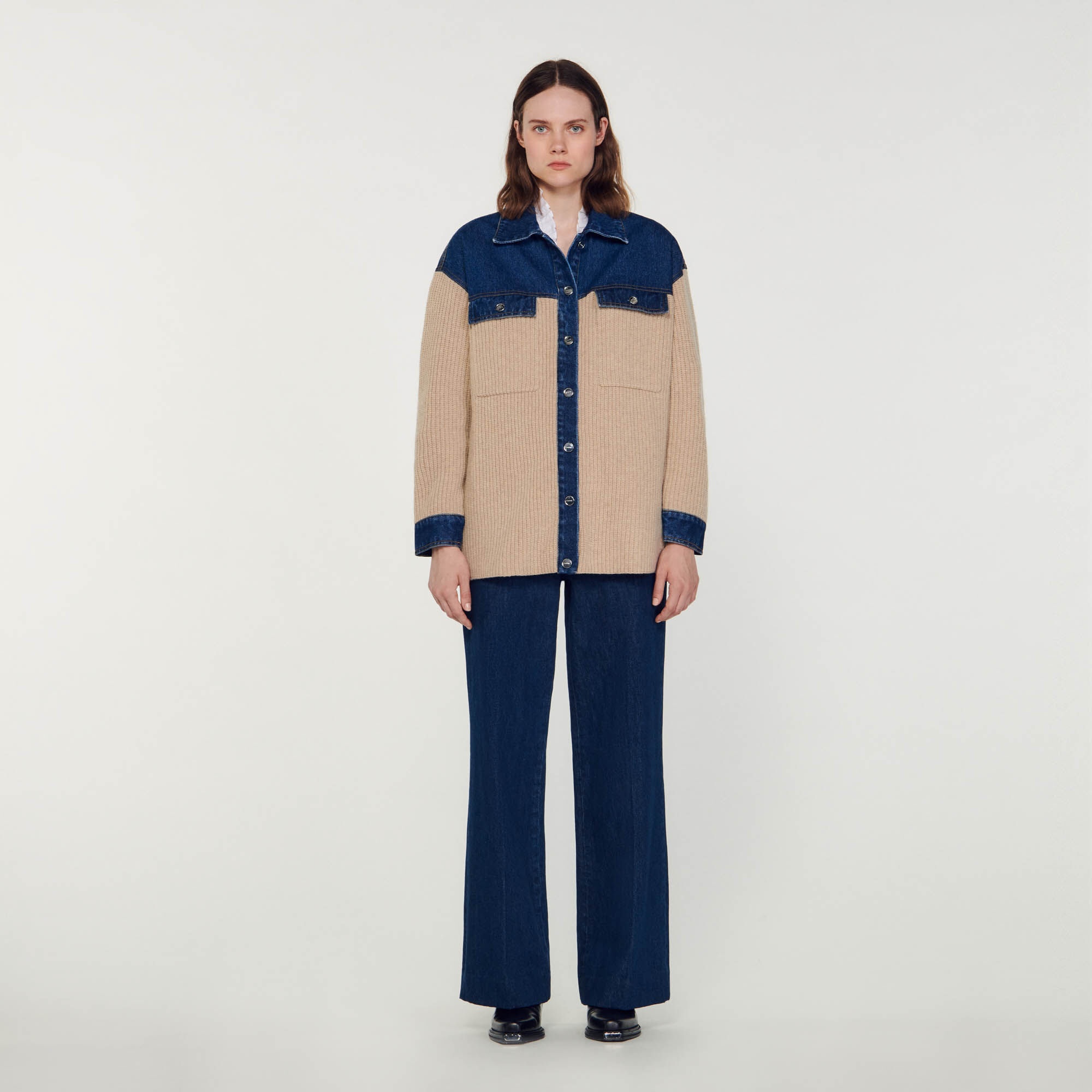 KNIT AND DENIM CARDICOAT - 3