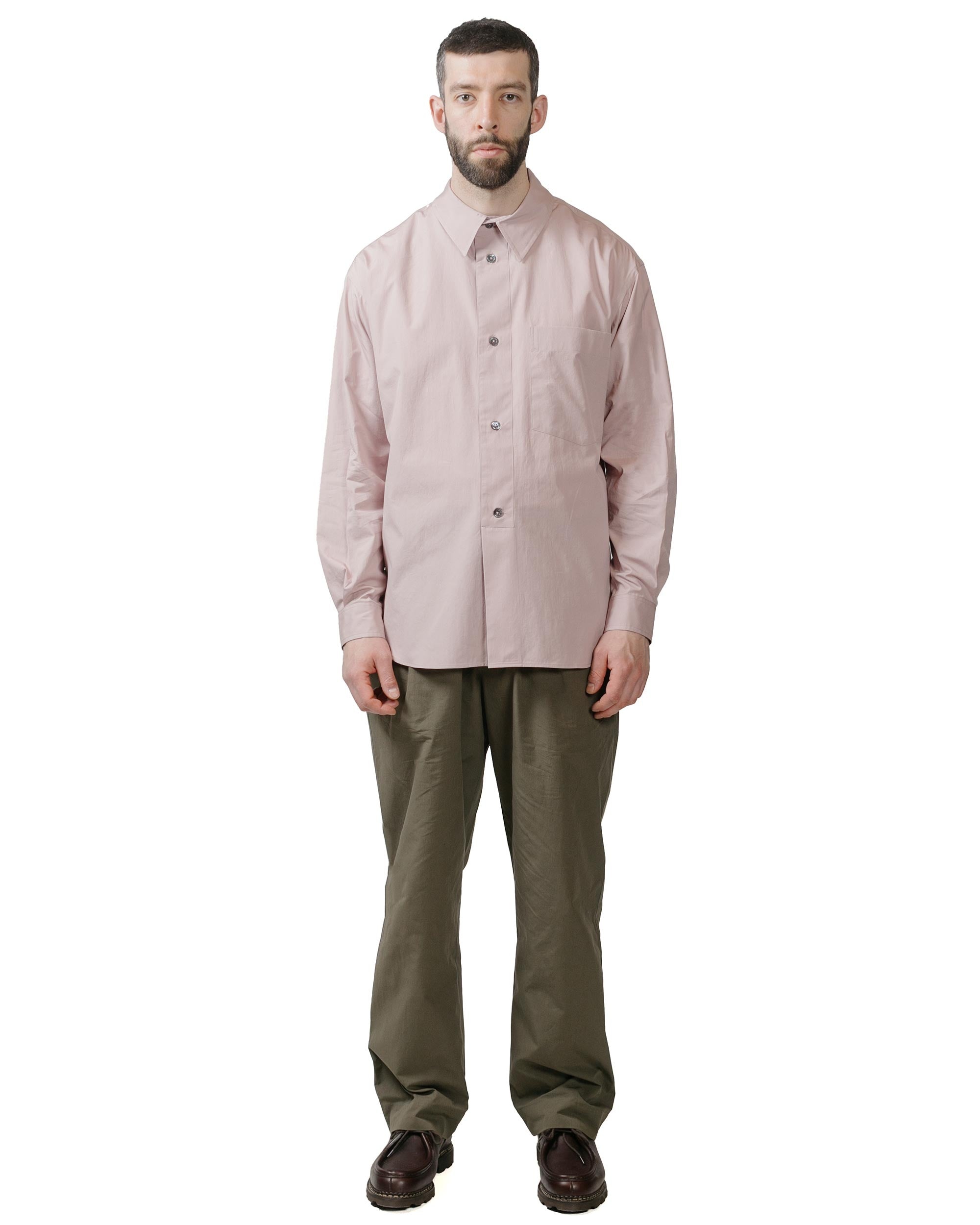 Half Placket Shirt Paper Cotton Poplin Dusty Pink - 4