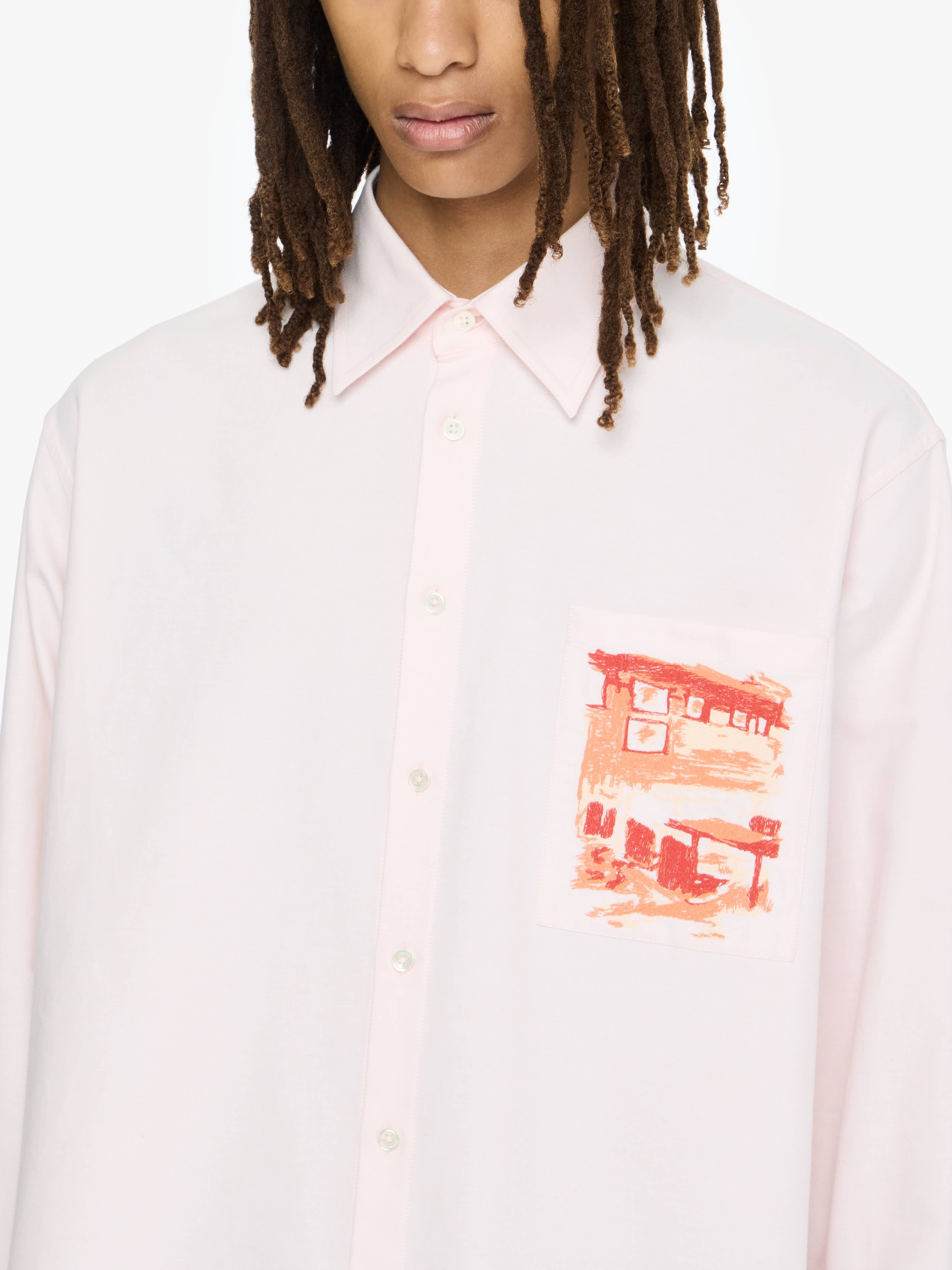 CAFE SCENE EMBROIDERY SHIRT - 4