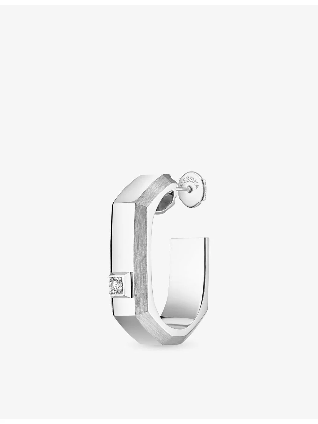 Moderniste Medium 18ct Gold And 0.03ct Diamond Single Hoop Earring - 1