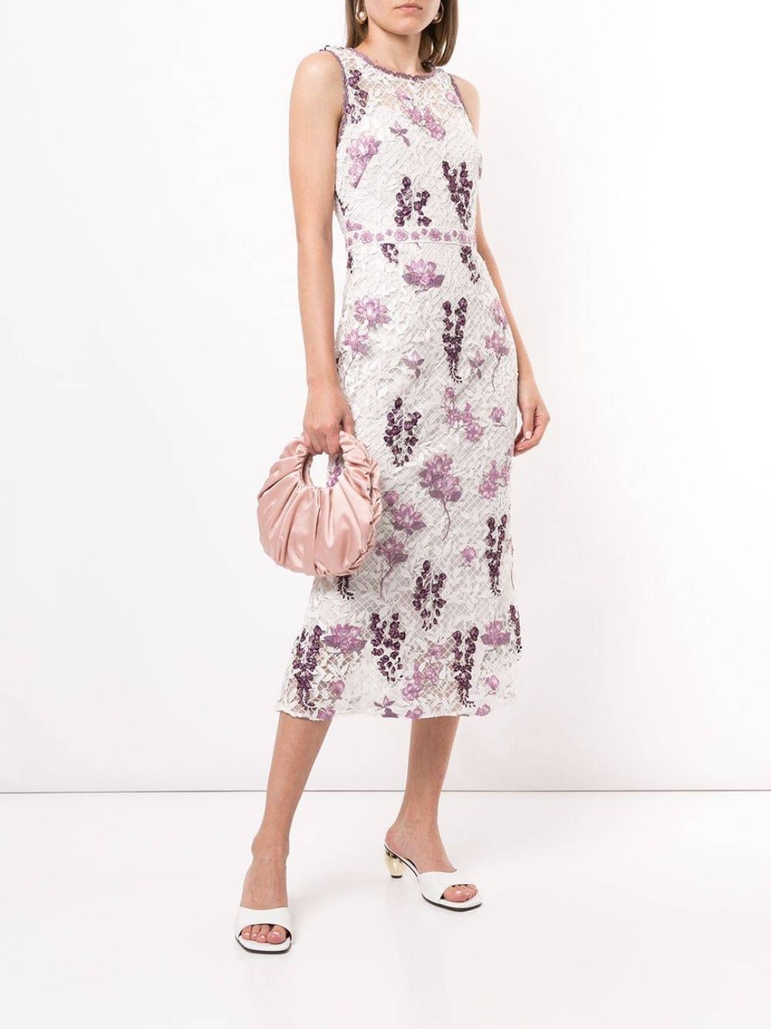 SLEEVELESS FLORAL GUIPURE DRESS - 1