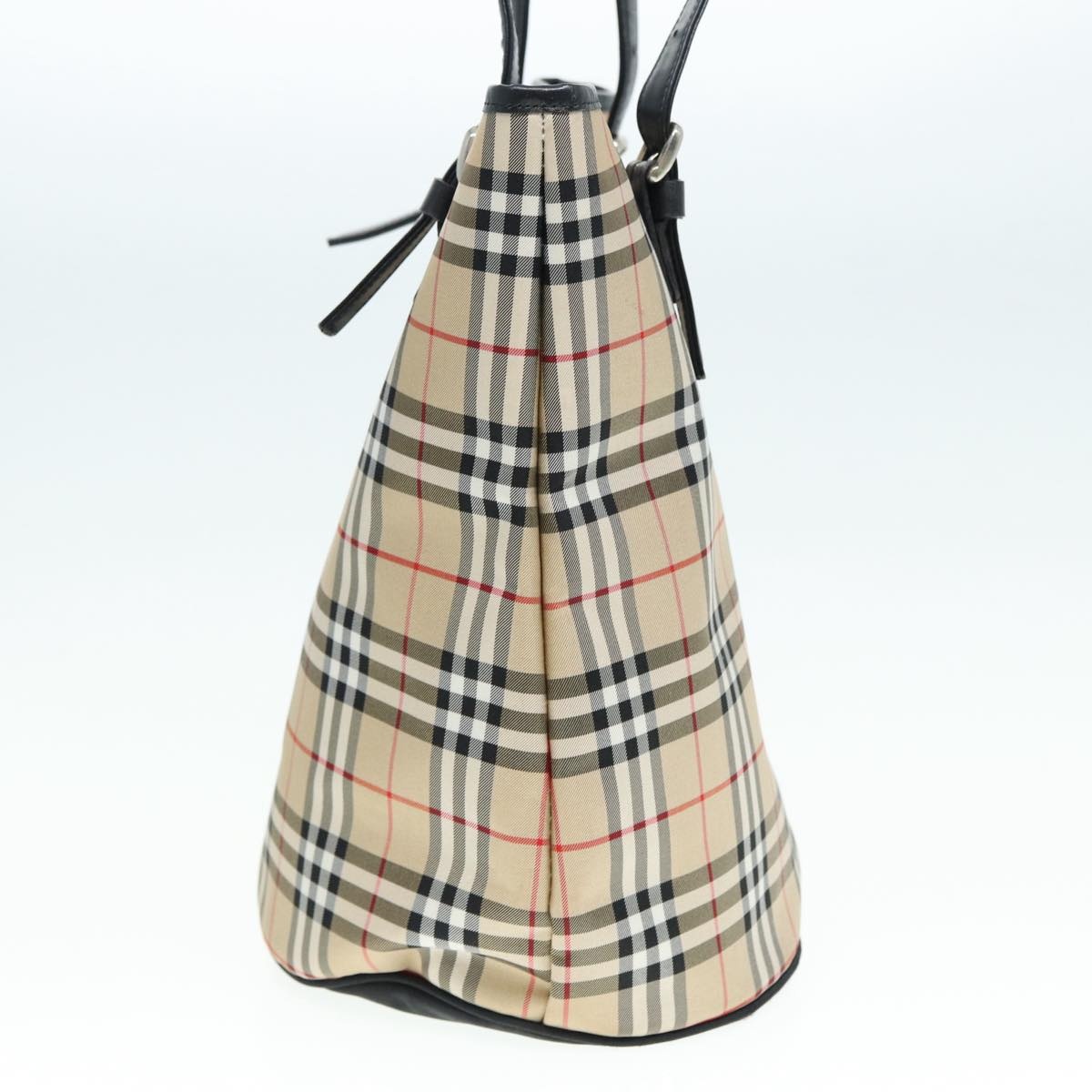 Burberry Nova Check Blue Label Tote Bag Nylon Beige Silver - 4