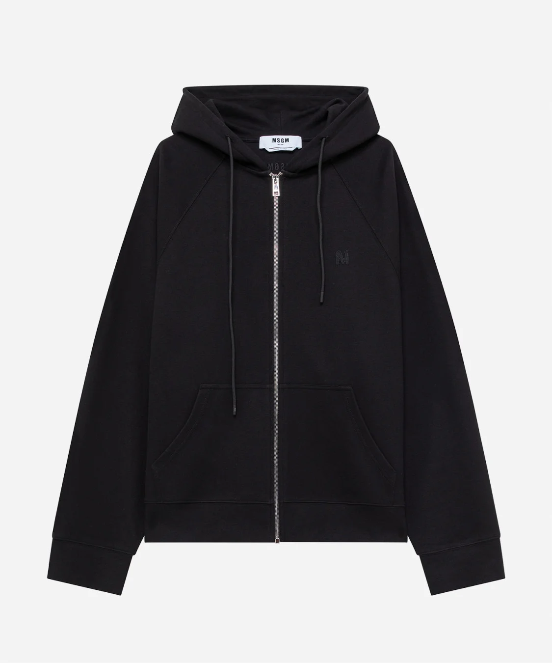Cotton piqué hooded sweatshirt with zip - 1