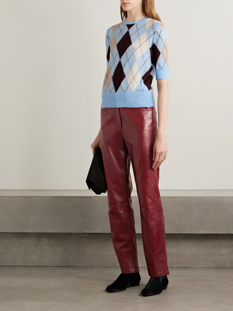 KHAITE Callum Leather Straight-leg Pants outlook