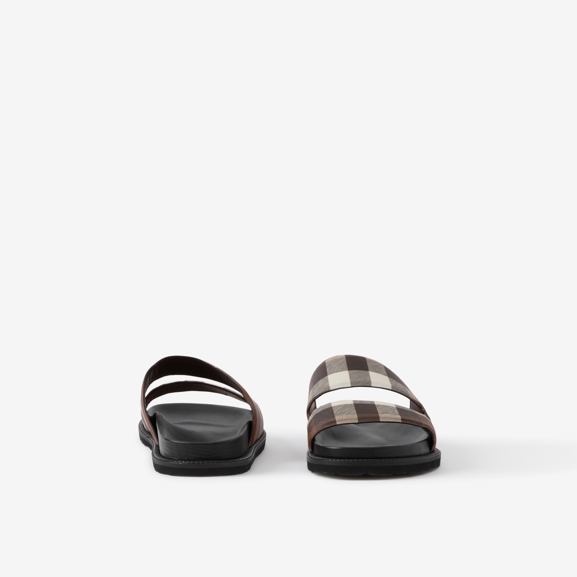 Cut-out Detail Check Cotton Canvas Slides - 4