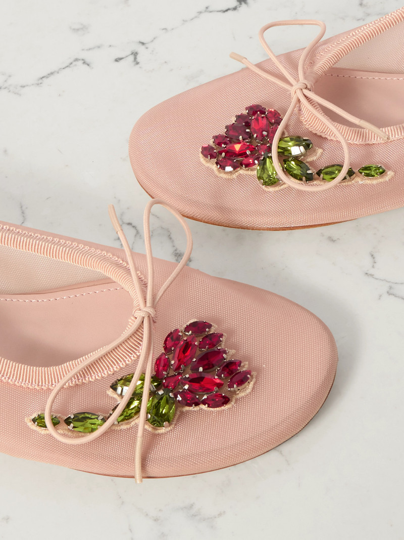 Crystal-embellished Mesh Ballet Flats 4