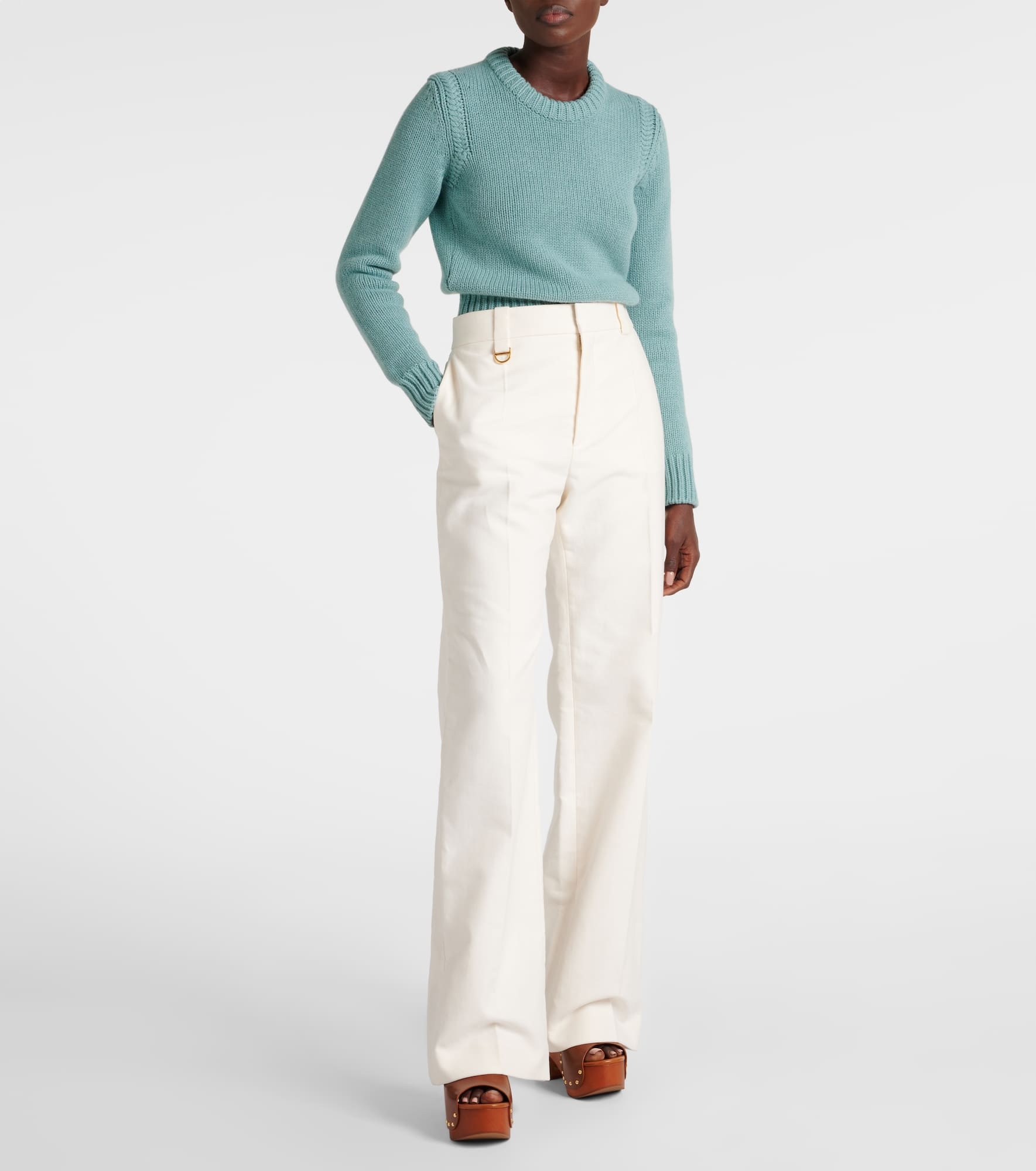 Low-rise cotton wide-leg pants - 2