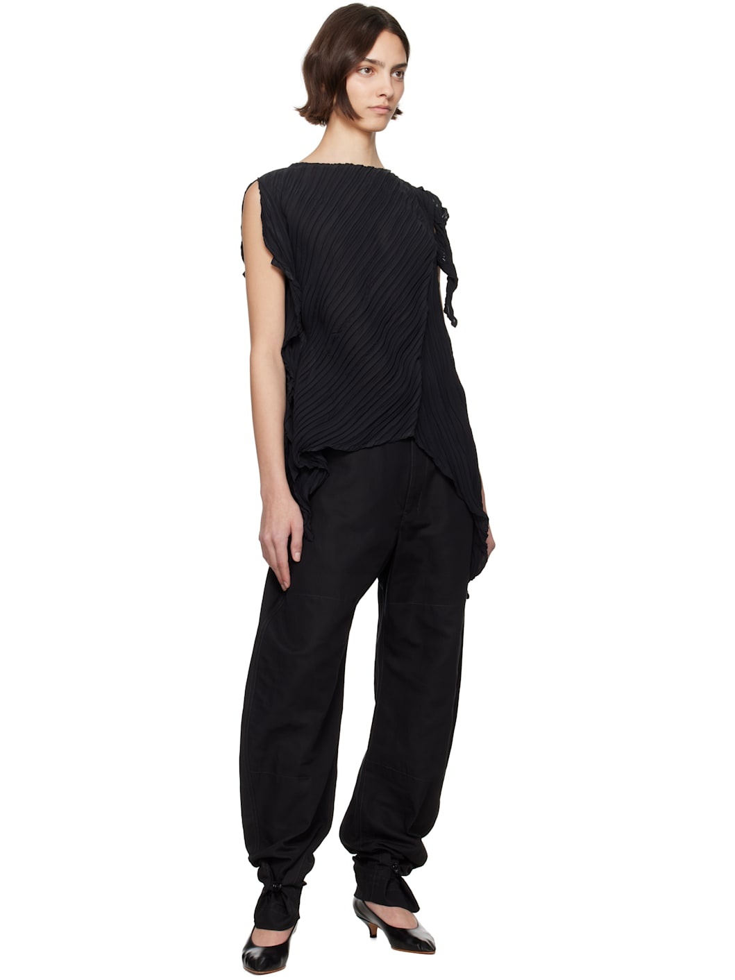 Black Wrinkled & Twisted Blouse - 4