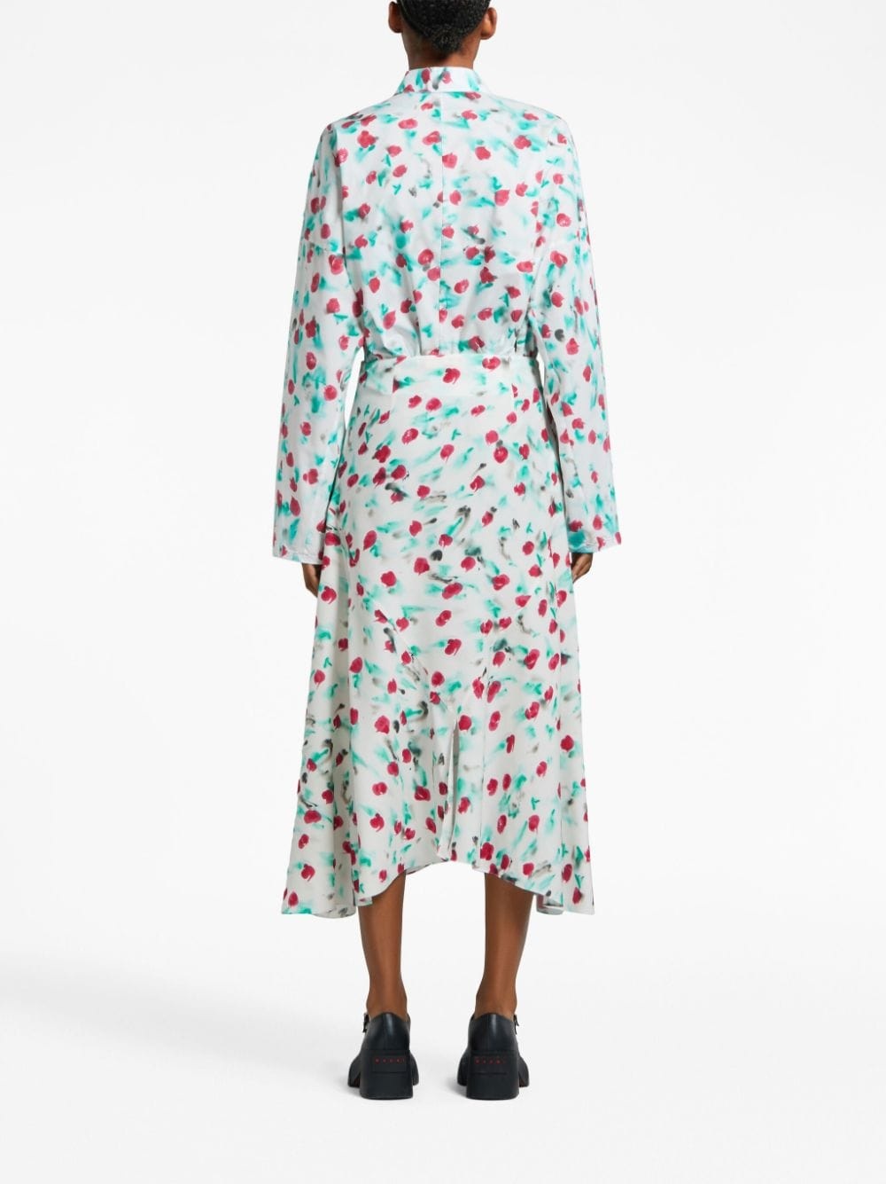 floral-print A-line cotton midi skirt - 4