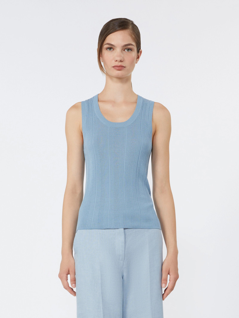 COSE Viscose yarn sleeveless jumper - LIGHT BLUE 3