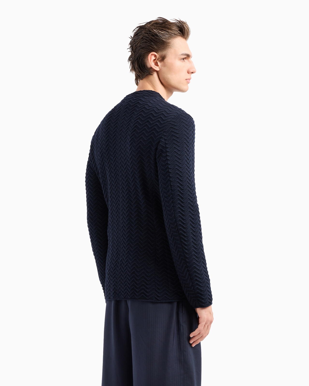 Single-breasted jacket in chevron Ottoman wool - 3