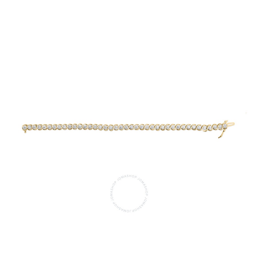 Haus Of Brilliance - Haus of Brilliance 10K Yellow Gold 3 cttw Round-Cut Diamond Spiral Link 7.50" Bracelet (I-J Color, I - 4