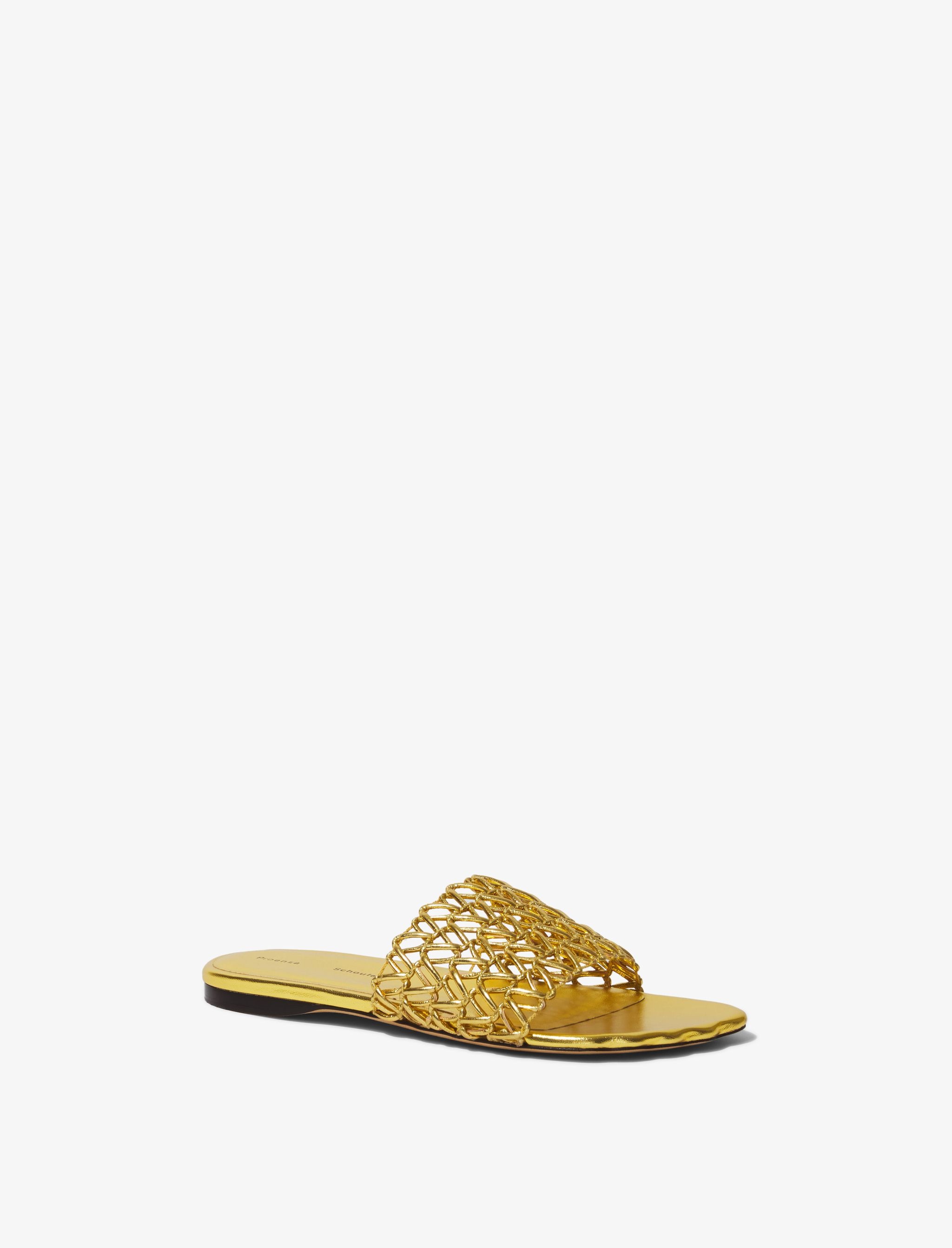 【Proenza Schouler】 Sculpt Wovenスライド Sculpt Woven slides in gold - Proenza Schouler | Mytheresa