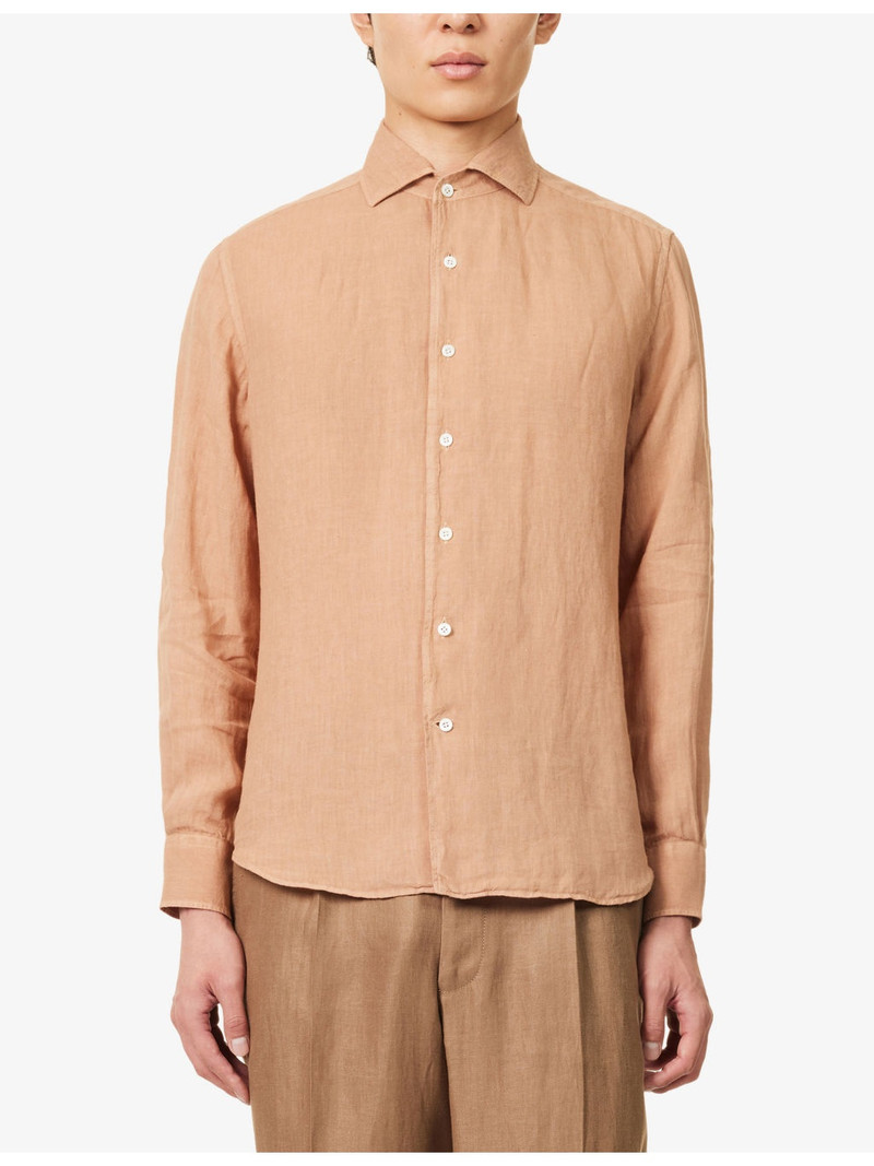 Regular-Fit Logo-Embroidered Linen Shirt 3