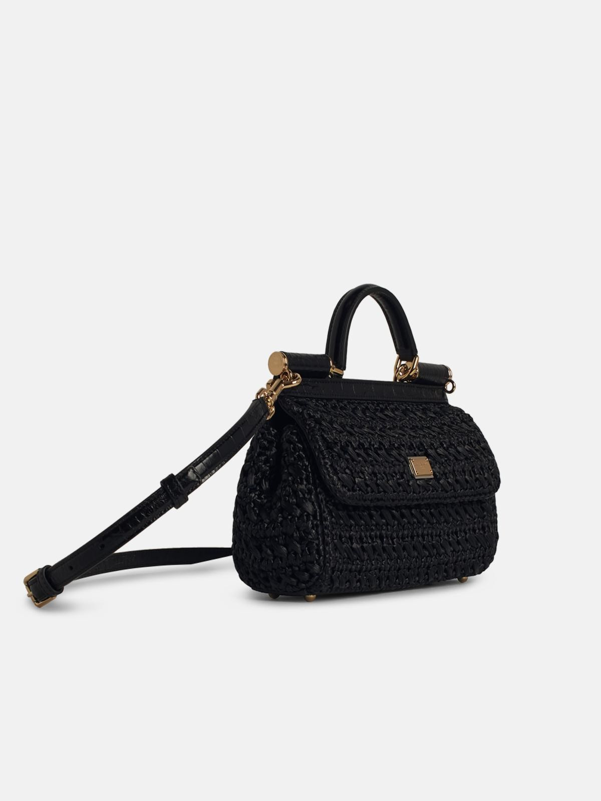 SMALL 'SICILY' BLACK RAFFIA BLEND BAG - 2