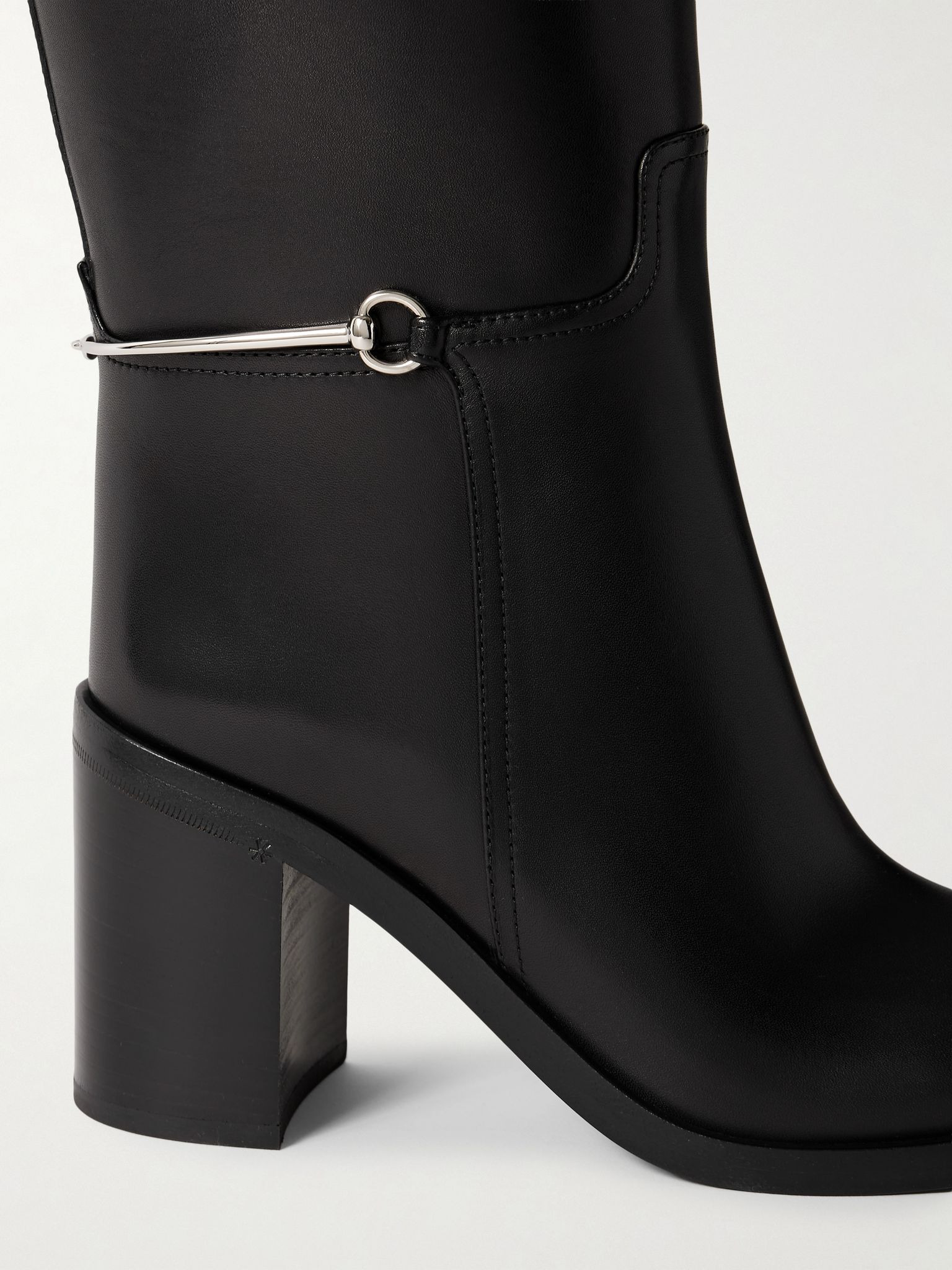 Charlotte horsebit-embellished leather knee boots Black - 4