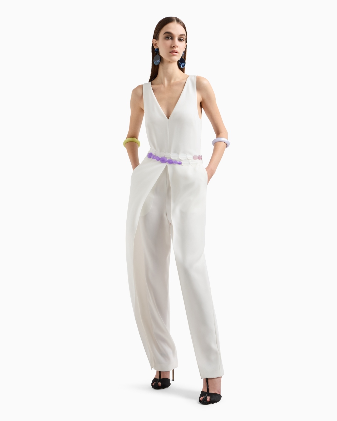 V-NECK JUMPSUIT IN TECHNICAL CADY - 4