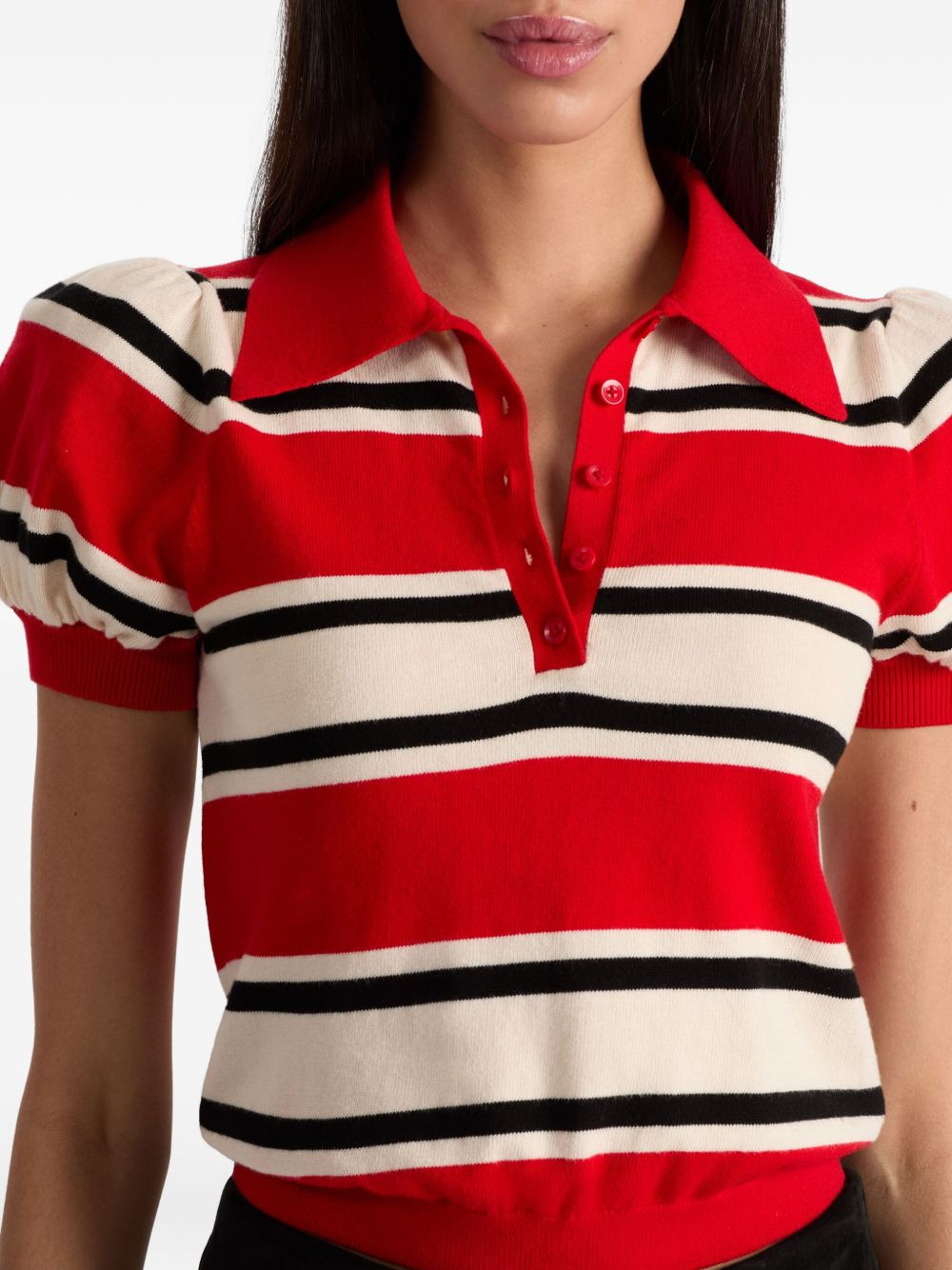 RAMONA striped puff-sleeve polo shirt - 5