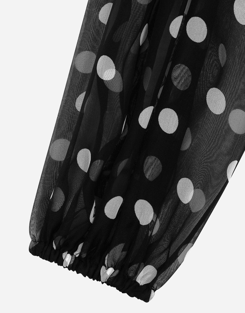 Chiffon pussy-bow blouse with polka-dot print 6